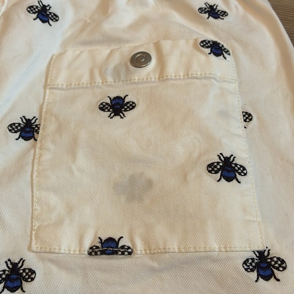 Maeve Anthropologie Bumble Bee Embroidered Track Pants Side Stripe Womens XS - Picture 12 of 13